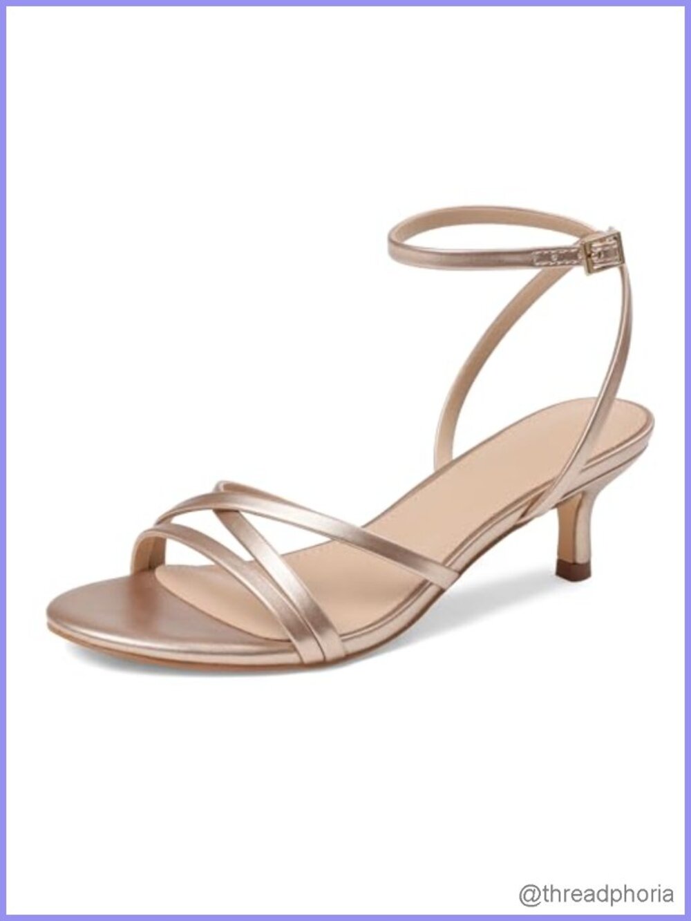 Strappy Kitten Heels 2 Inch Low Heel Open Toe Ankle Strap Sandals PU Leather